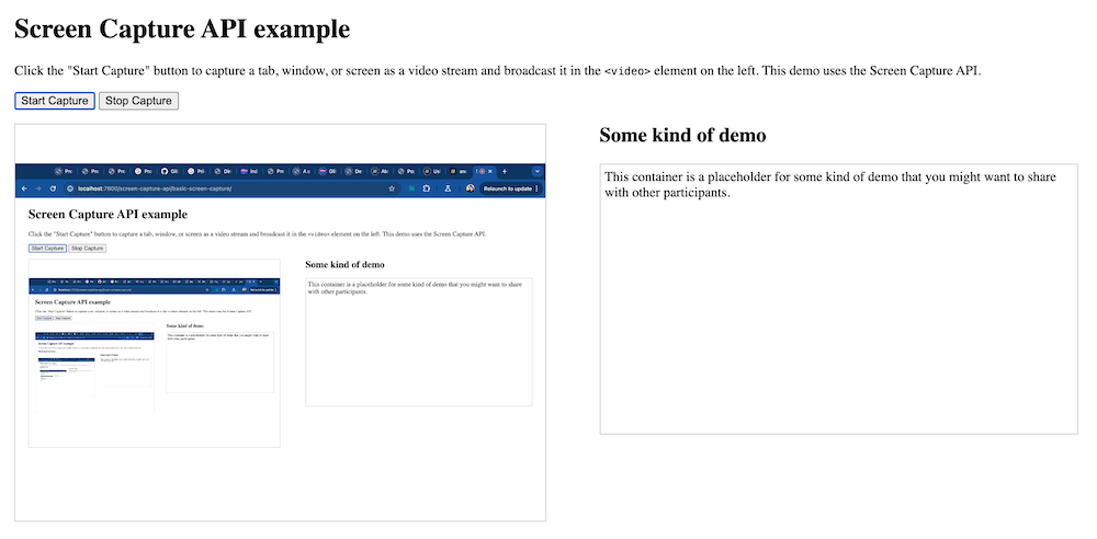 Ein Browserfenster, das eine Videoaufnahme dieses Browserfensters enthält, zeigt daher unendliche Aufnahmen innerhalb von Aufnahmen, die kleiner und kleiner werden